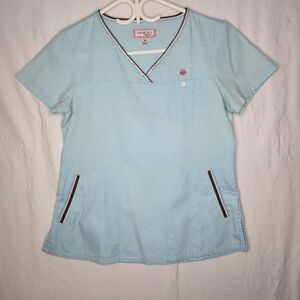 Koi By Kathy Peterson Uniform Top Light Blue Size Small